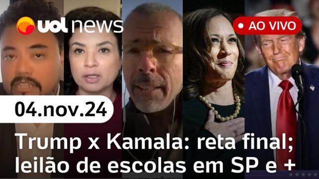 eua:-kamala-e-trump-empatados,-diz-pesquisa;-leilao-de-escolas-em-sp-e-mais-noticias-|-uol-news-04/11/24