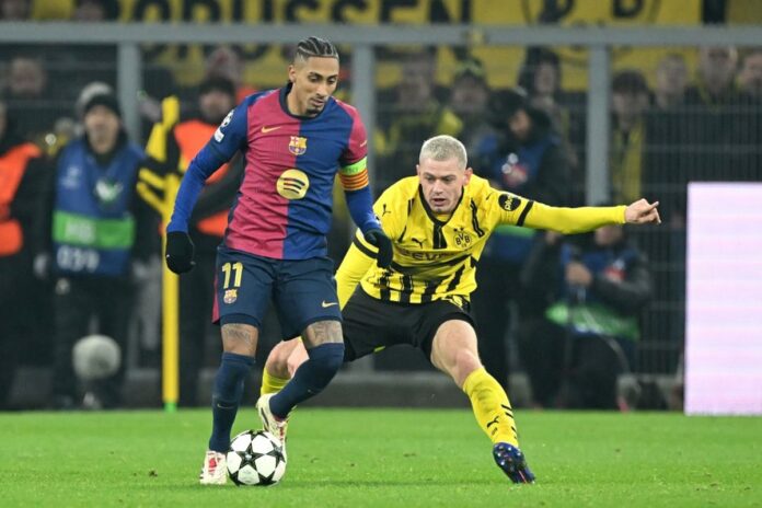 champions:-raphinha-marca-e-barcelona-bate-o-dortmund.-veja-resultados