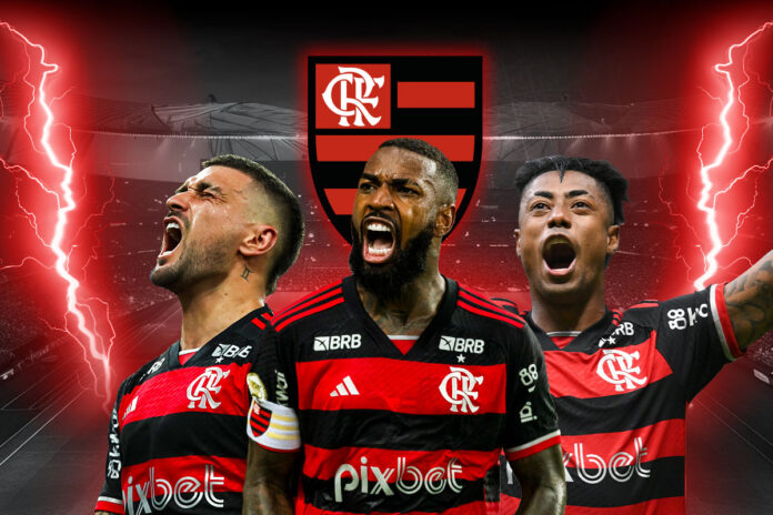 flamengo-chegou-ao-df-nesta-tarde-com-time-completo:-arrascaeta,-gerson,-bruno-henrique-e-todos-os-titulares