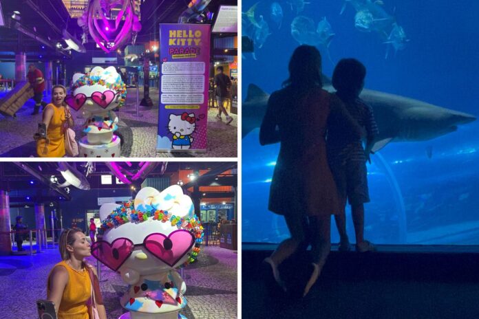 leticia-colin-visita-o-aquario-com-o-filho e-confere-exposicao-da-hello-kitty