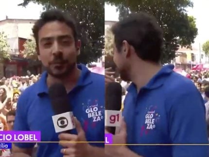 ao-vivo-na-globo,-folioes-puxam-coro-de-“gostoso”-para-reporter;-momento-bomba-nas-redes