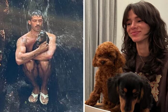 joao-guilherme-relaxa-na-cachoeira-com-pet-adotado-com-bruna-marquezine