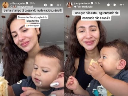arthur-aguiar-mostra-filho-comendo-pao-e-brinca-com-meme-famoso-do-“bbb”