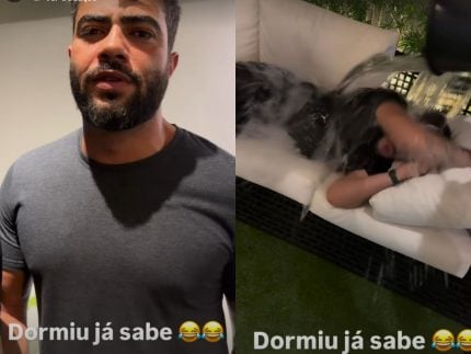 aqui-ninguem-dorme!-henrique-encharca-com-agua-amigo-durante-resenha