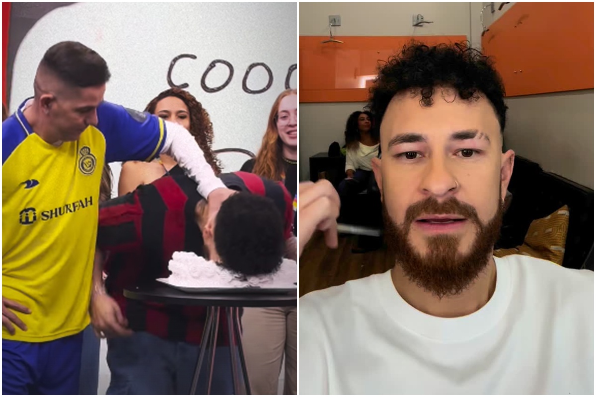 fred-bruno-sofre-reacao-alergica-apos-levar-torta-na-cara