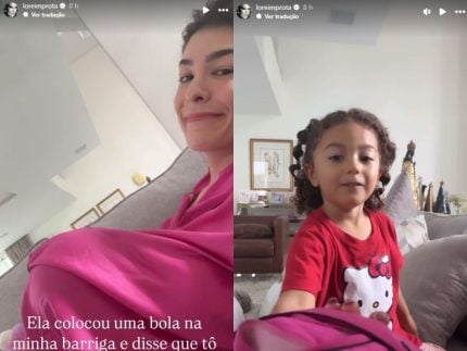 “quero-uma-irmazinha!”:-liz-encanta-lore-improta-ao-simular-gravidez-com-balao