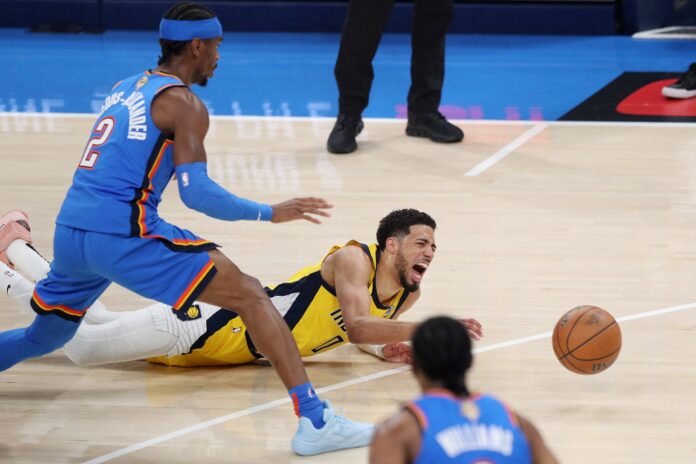 shai-brilha-e-haliburton-lesiona:-okc-vence-pacers-e-e-campeao-da-nba