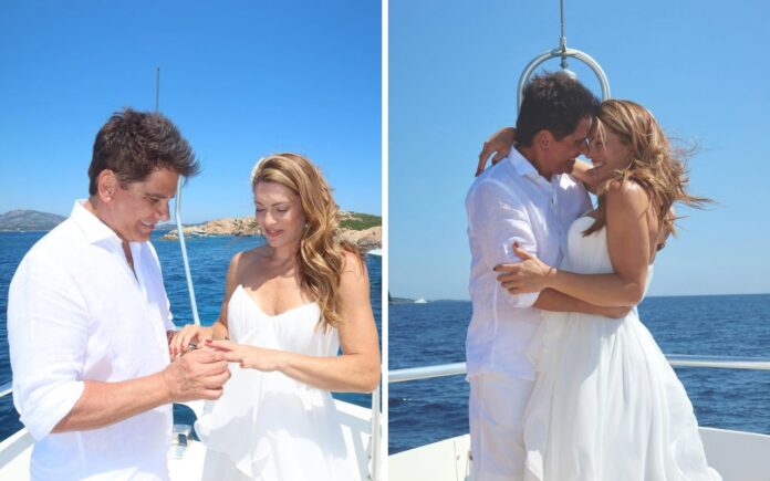 na-sardenha,-elaine-mickely-e-cesar-filho-renovam-votos-em-alto-mar