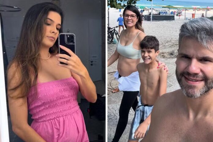renata-silveira-exibe-barriga-de-gravida-em-foto-nos-bastidores-da-globo