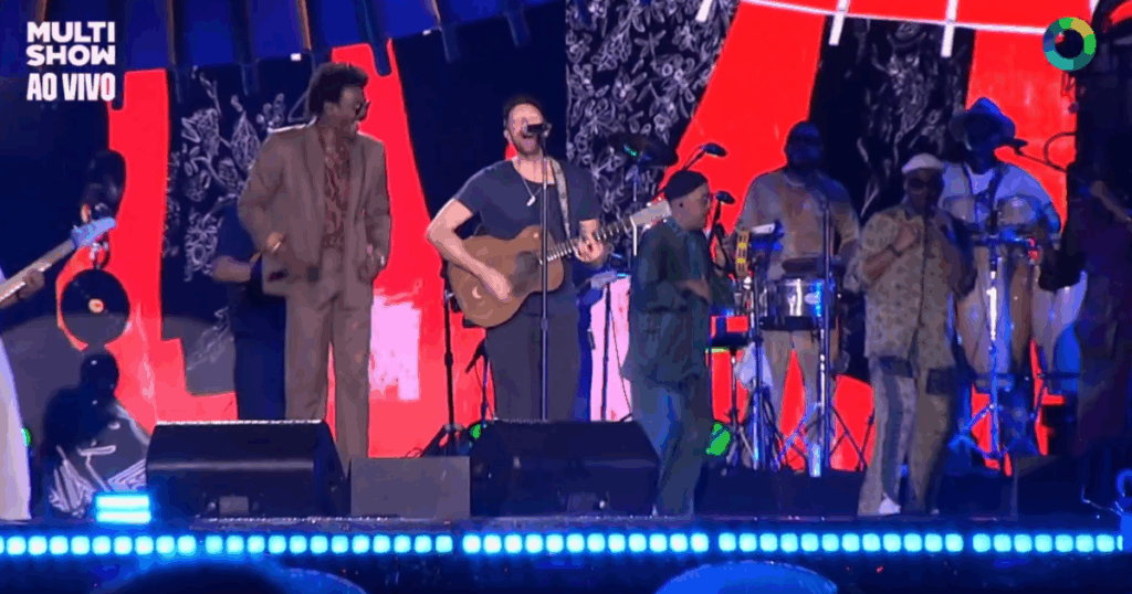 global-citizen-festival:-seu-jorge-canta-com-chris-martin,-do-coldplay