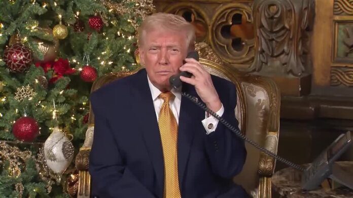 trump-brinca-com-crianca-sobre-rastreamento-do-papai-noel-antes-do-natal