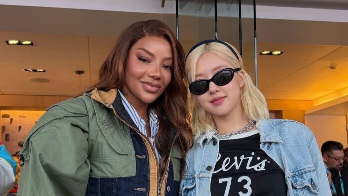 ludmilla-encontra-rose,-do-blackpink,-durante-o-superbowl