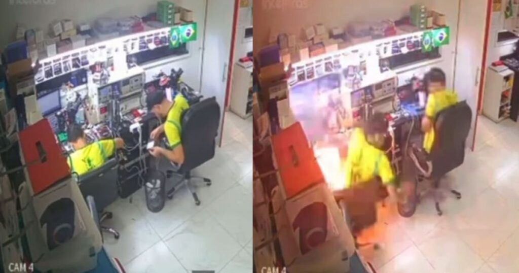 celular-explode-em-mao-de-tecnico-durante-conserto-em-goias;-veja-video