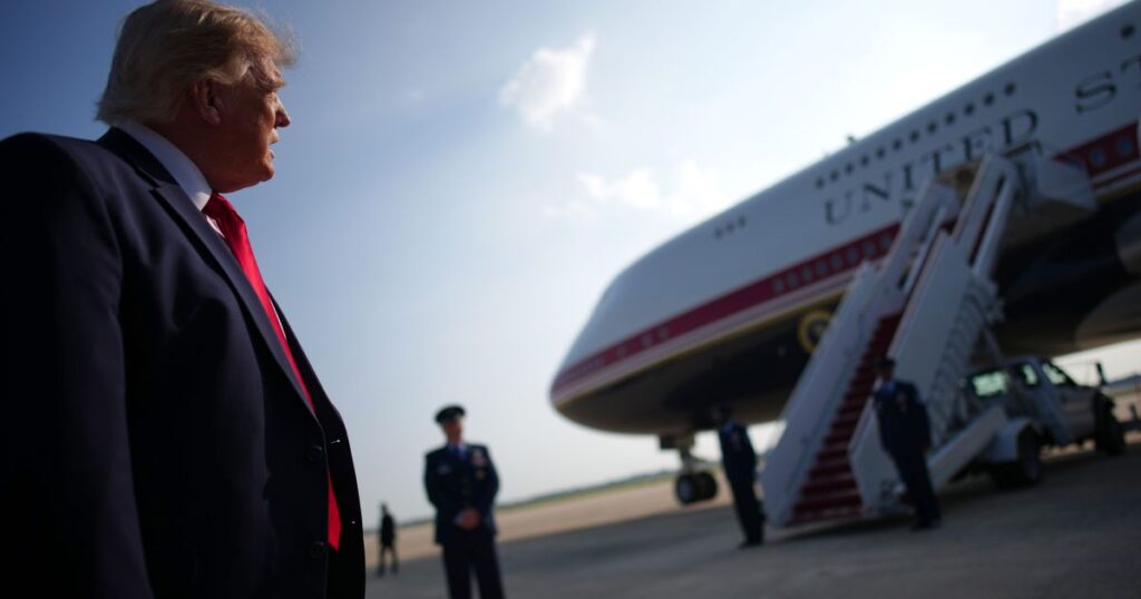 trump-faz-primeiro-voo-no-novo-air-force-one,-aviao-doado-pelo-catar