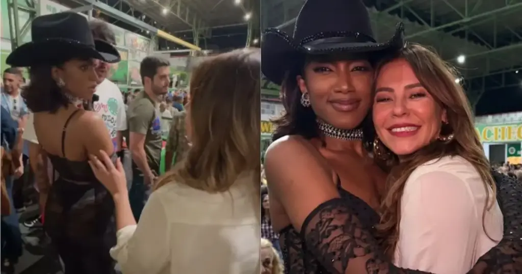 Paolla Oliveira pega Iza de surpresa em festa; confira momento