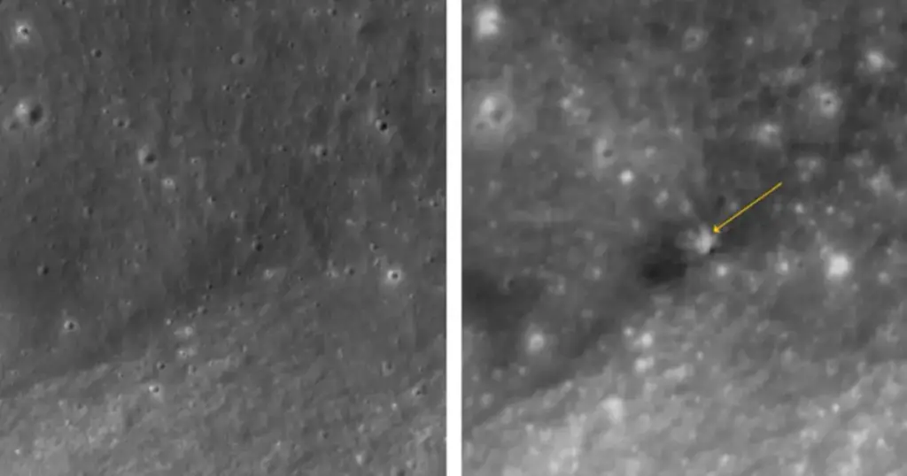 Nasa divulga imagens de cratera feita por colisão da Falcon 9 na Lua