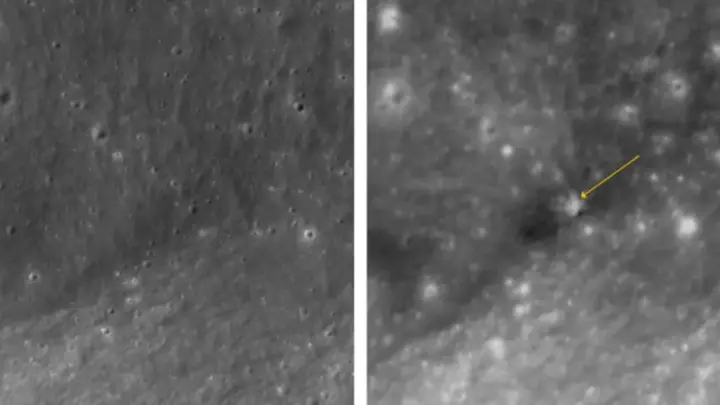 Nasa divulga imagens de cratera feita por colisão da Falcon 9 na Lua