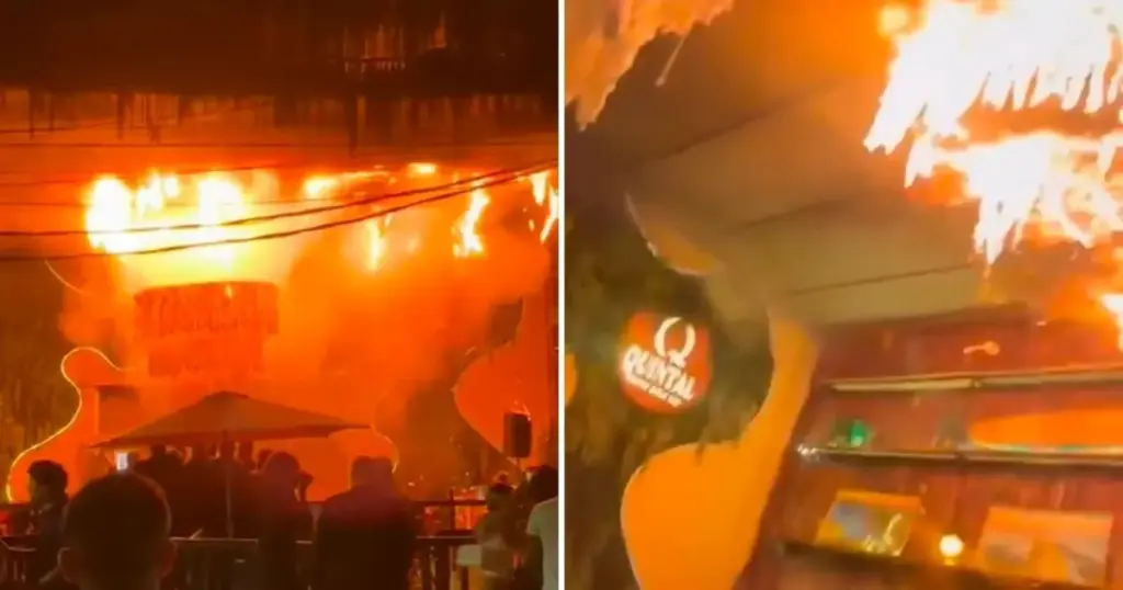Incêndio de grandes proporções atinge bar na Barra da Tijuca, no Rio