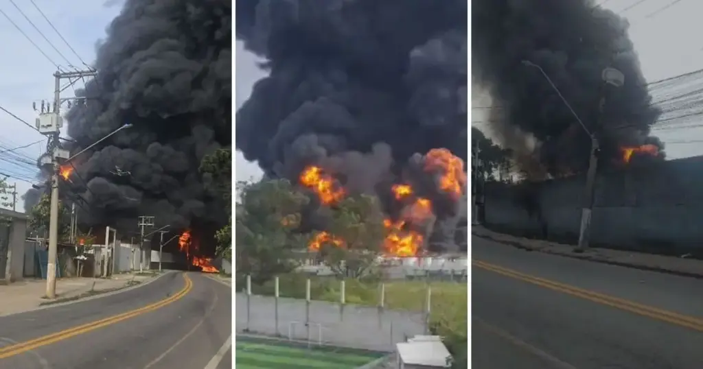 Combate a incêndio em fábrica de solventes em SP ultrapassa 16 horas