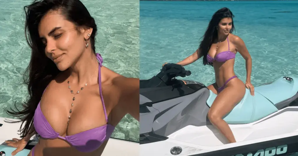 Isabella Arantes posa de biquíni em viagem com Gabriel Medina; veja