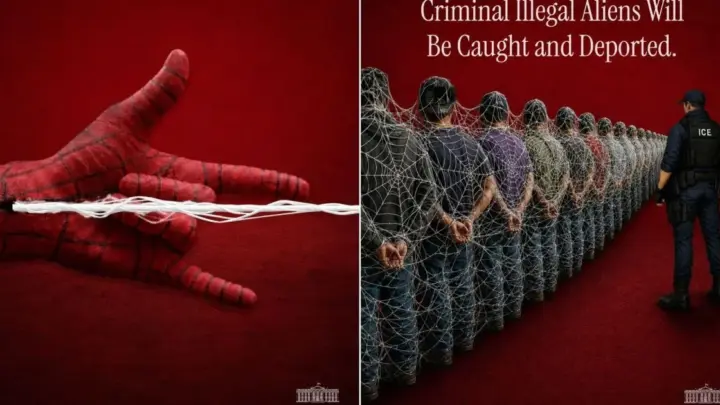 Casa Branca posta montagem do Homem-Aranha prendendo imigrantes irregulares