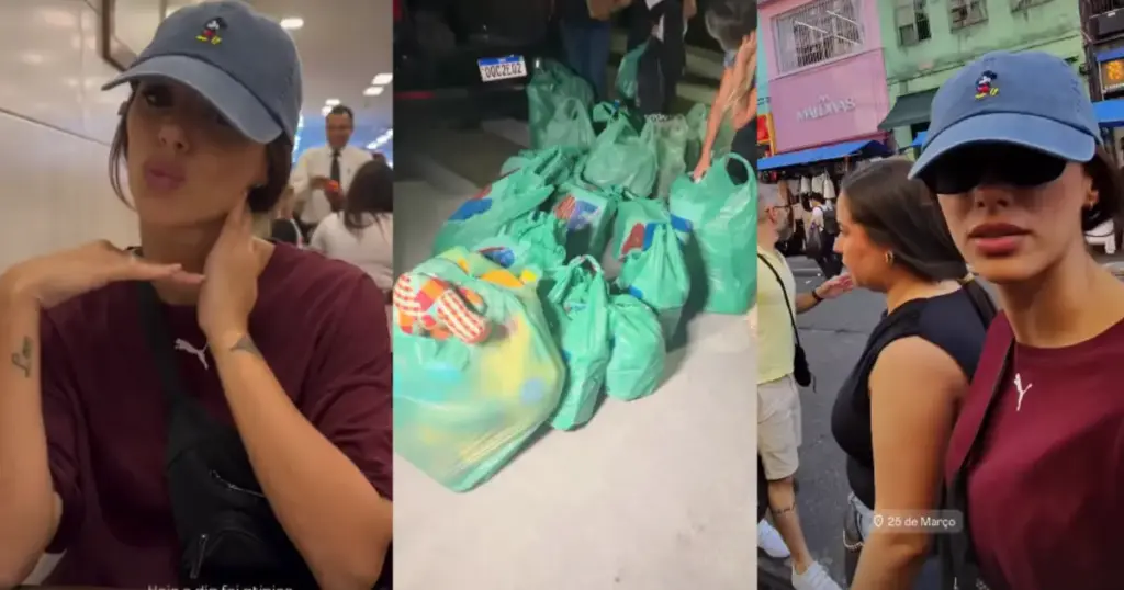 Bruna Biancardi vai à 25 de Março fazer compras para arraial
