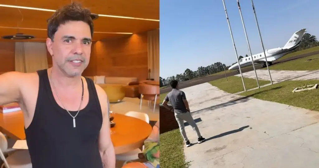 Zezé Di Camargo se presenteia com novo jatinho em aniversário de 64 anos