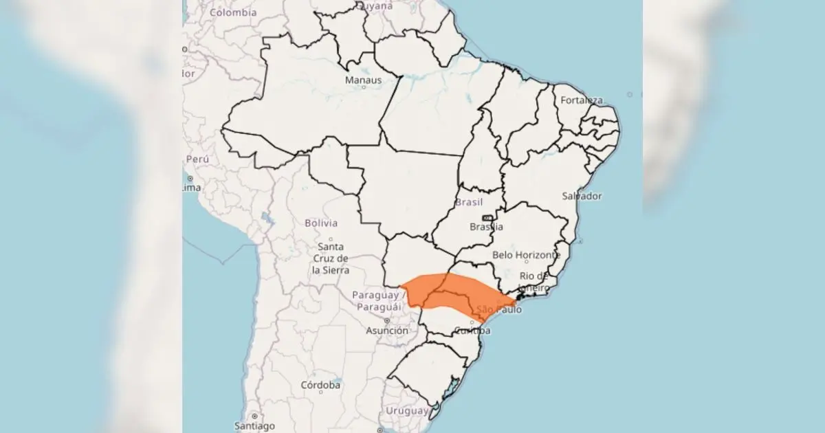 Inmet emite alerta para São Paulo, Paraná e Mato Grosso do Sul para tempestades e queda de granizo