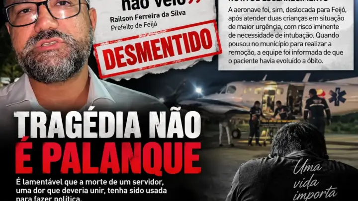 Duas crianças intubadas como prioridade: prefeito de Feijó transforma morte de amigo em palanque político, é desmentido e deve desculpas públicas