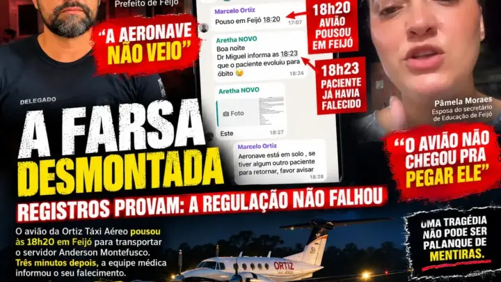 Avião pousou às 18:30h em Feijó: documentos desmontam a farsa do prefeito Railson, que explora morte de amigo para fins eleitoreiros