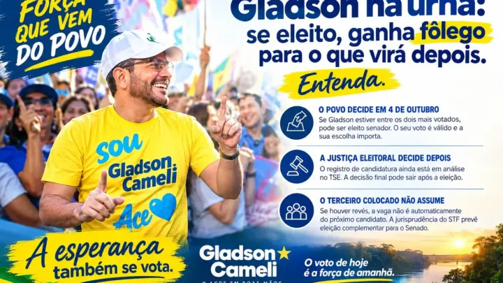 Gladson na urna, e sendo eleito, pode mudar o jogo jurídico – ou provocar nova eleição; entenda