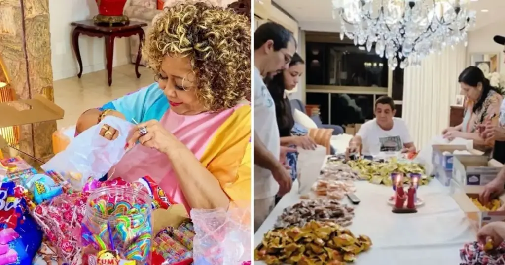 Famosos distribuem doces em dia de Cosme e Damião; veja