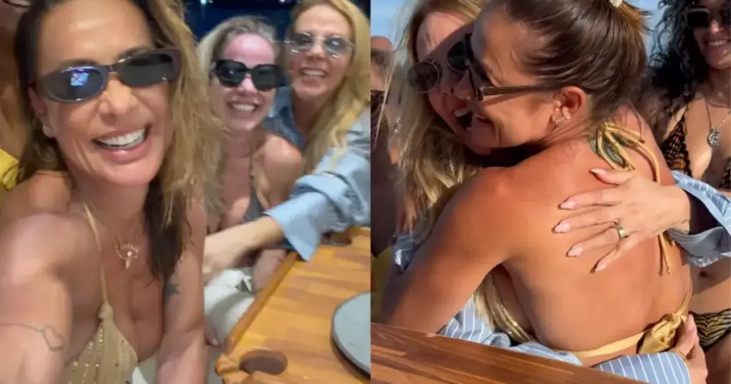 Scheila Carvalho comemora aniversário de 53 anos ao lado de Carla Perez