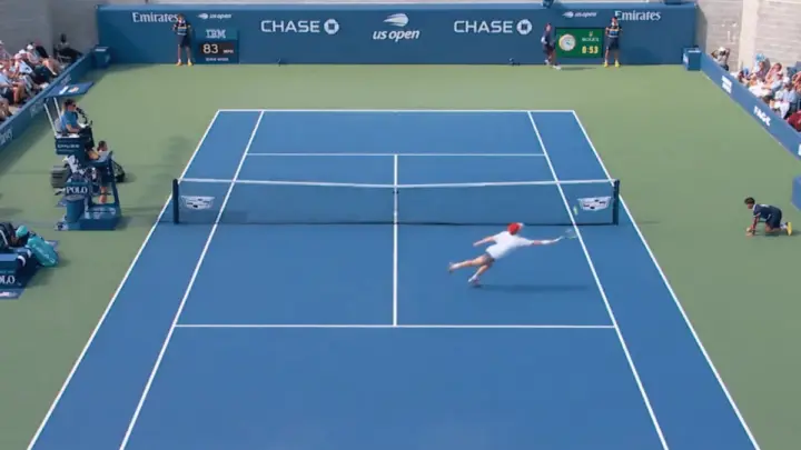 Tenista australiano faz ponto de "peixinho" e vence Musetti no US Open