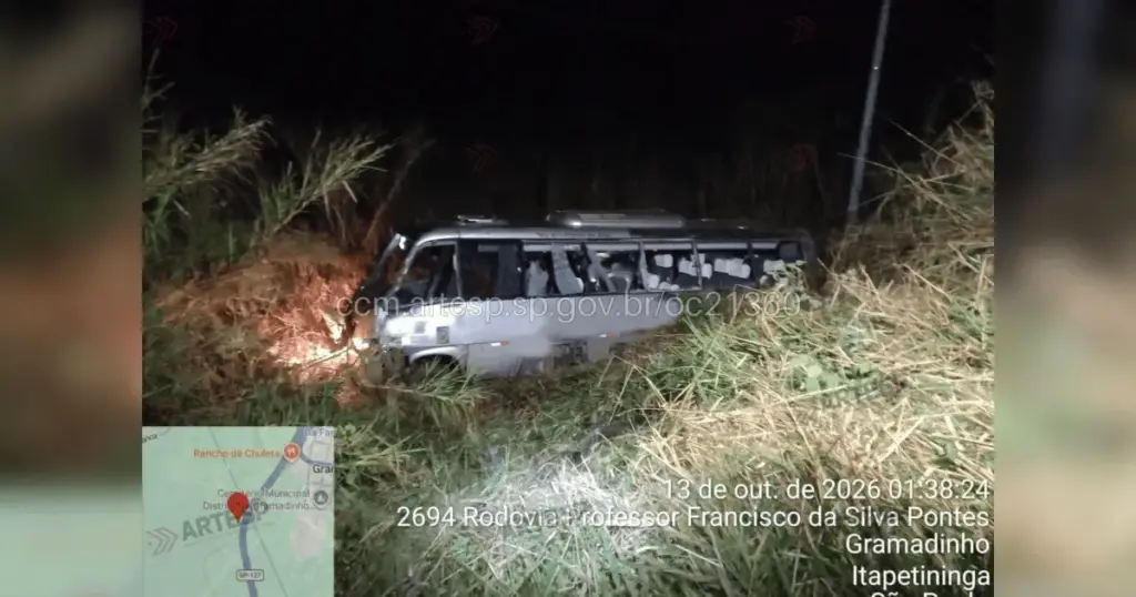Micro-ônibus capota e deixa três mortos e 14 feridos no interior de SP