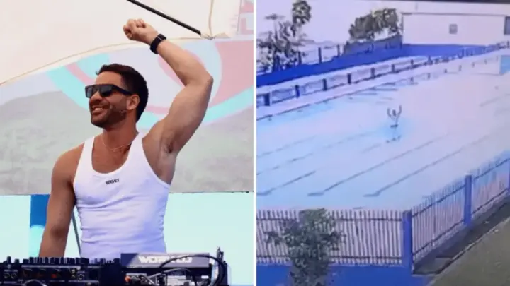 Vídeo: DJ Dani Brasil pula em piscina para fugir da PM após matar homem