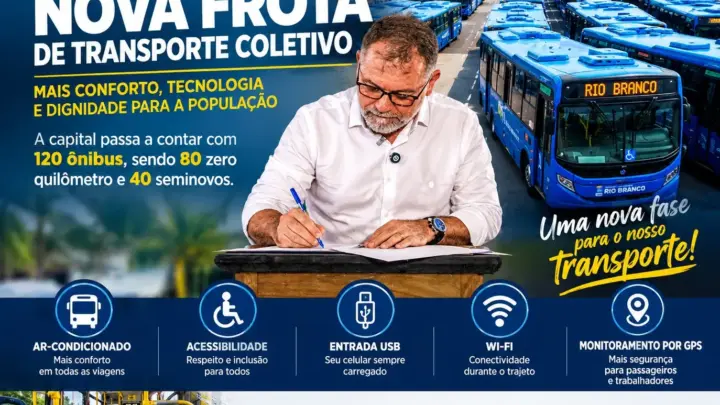 Rio Branco ganha nova frota com 120 ônibus e promete nova fase no transporte coletivo