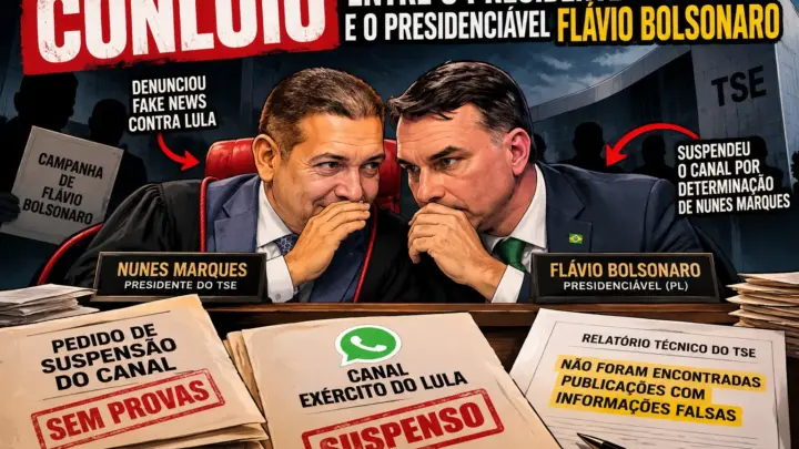 Flávio Bolsonaro mentiu, Nunes Marques mandou calar, mas o próprio TSE não encontrou fake news no “Exército de Lula”