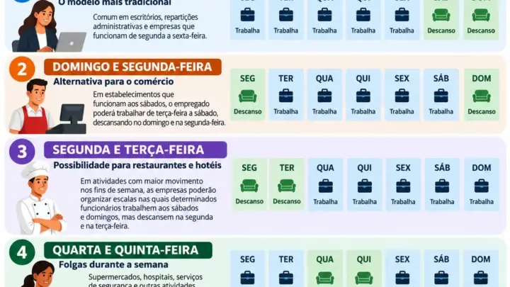 Onde você trabalha? Simulação indica quais podem ser os 2 dias de descanso do trabalhador após o fim da escala 6×1
