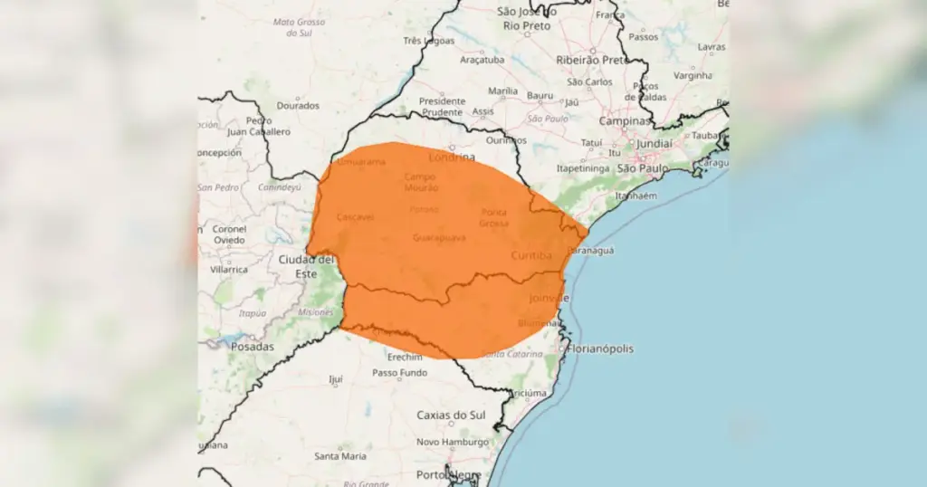 Inmet emite alerta laranja de tempestade para Região Sul nesta terça-feira