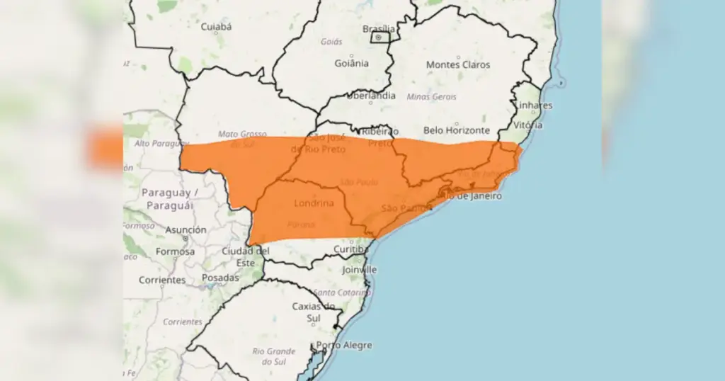 Inmet emite alerta laranja de perigo para tempestade em 6 estados