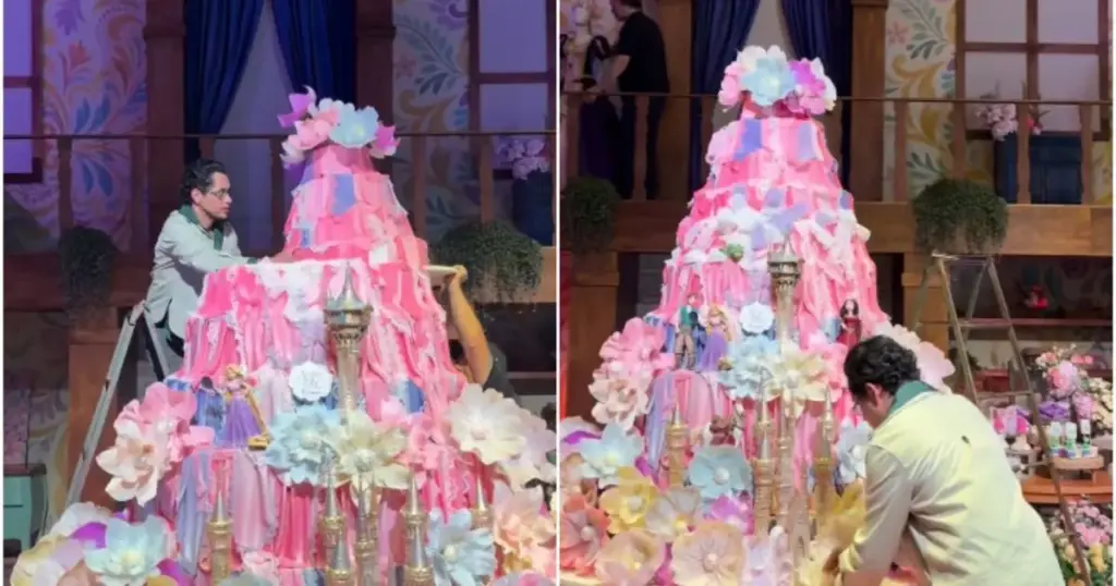 Confeiteiro conta perrengue com bolo de 1 tonelada para festa de Maria Flor
