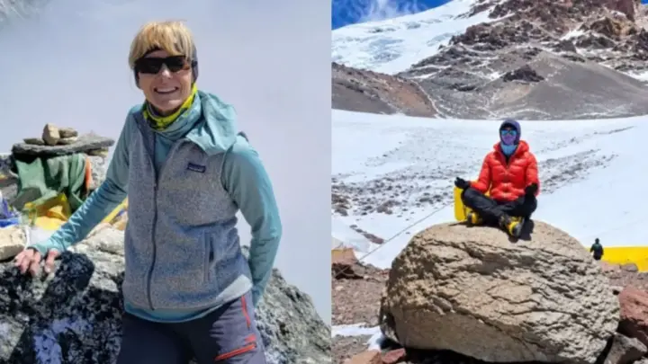 Após a morte do marido, mulher de 64 anos estabeleceu desafio de escalar os sete picos mais altos dos sete continentes como forma de superar o luto