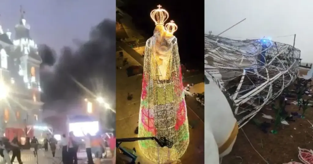 Círio em Belém: Imagem gigante de Nazaré desaba após fortes chuvas