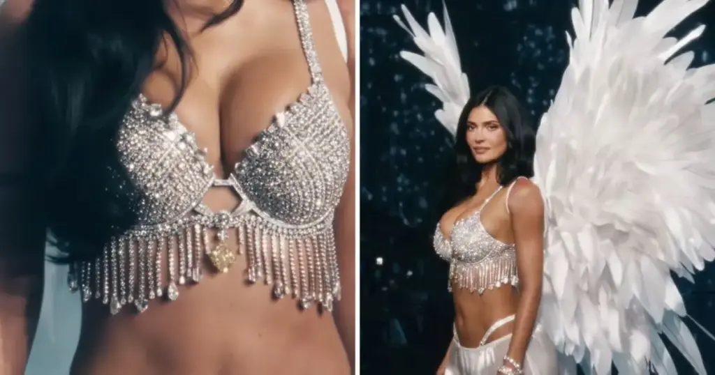Kylie Jenner desfila no VSFS com sutiã Fantasy Bra de R$ 250 milhões