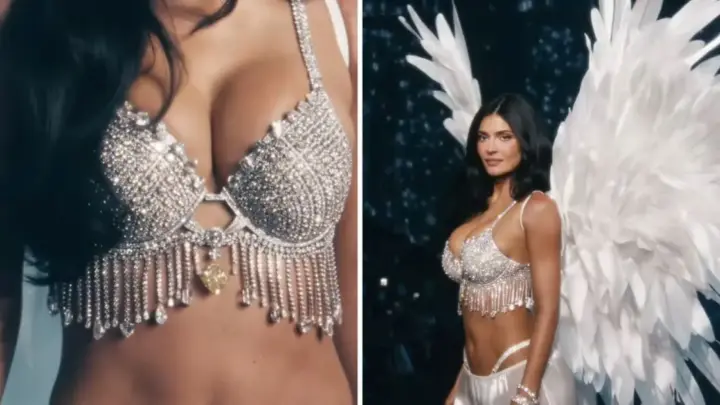 Kylie Jenner desfila no VSFS com sutiã Fantasy Bra de R$ 250 milhões