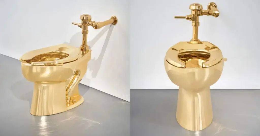 Vaso sanitário feito com mais de 100 kg de ouro maciço é leiloado por US$ 10 milhões