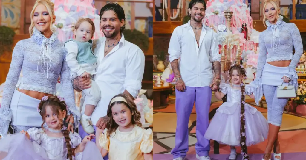 Virginia posa ao lado de Zé Felipe em festa de Maria Flor; veja