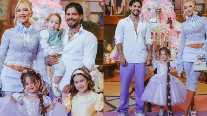 Virginia posa ao lado de Zé Felipe em festa de Maria Flor; veja